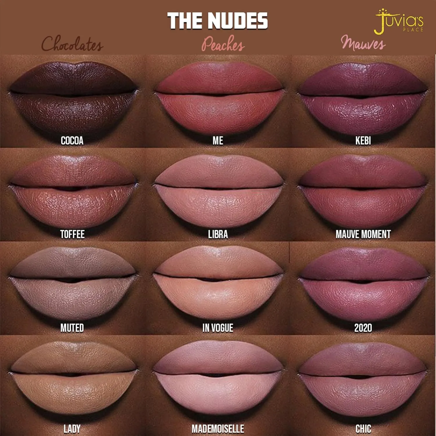 Juvia's Place The Nude Velvety Matte Lipstick 2020 - Nude, Long-lasting, Rich-Color Lip Makeup, Creamy Lipstick with Matte Finish, Beauty & Lip Products