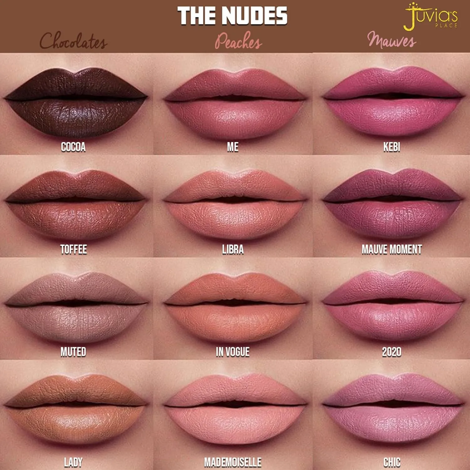 Juvia's Place The Nude Velvety Matte Lipstick 2020 - Nude, Long-lasting, Rich-Color Lip Makeup, Creamy Lipstick with Matte Finish, Beauty & Lip Products