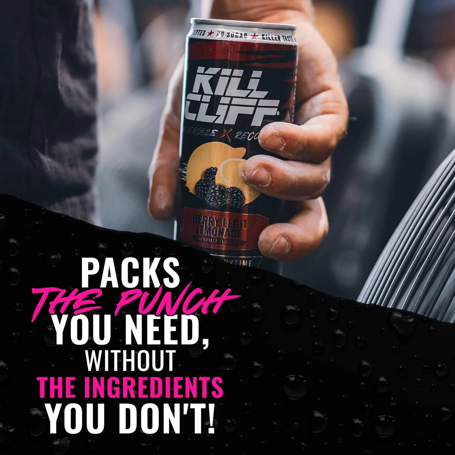 KILL CLIFF Energy & Recovery Drink | Electrolytes & B Vitamins | Natural, Clean Energy Drink | Zero Sugar | Keto | 12 Pack (Berry Legit Lemonade)