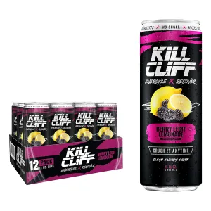 KILL CLIFF Energy & Recovery Drink | Electrolytes & B Vitamins | Natural, Clean Energy Drink | Zero Sugar | Keto | 12 Pack (Berry Legit Lemonade)