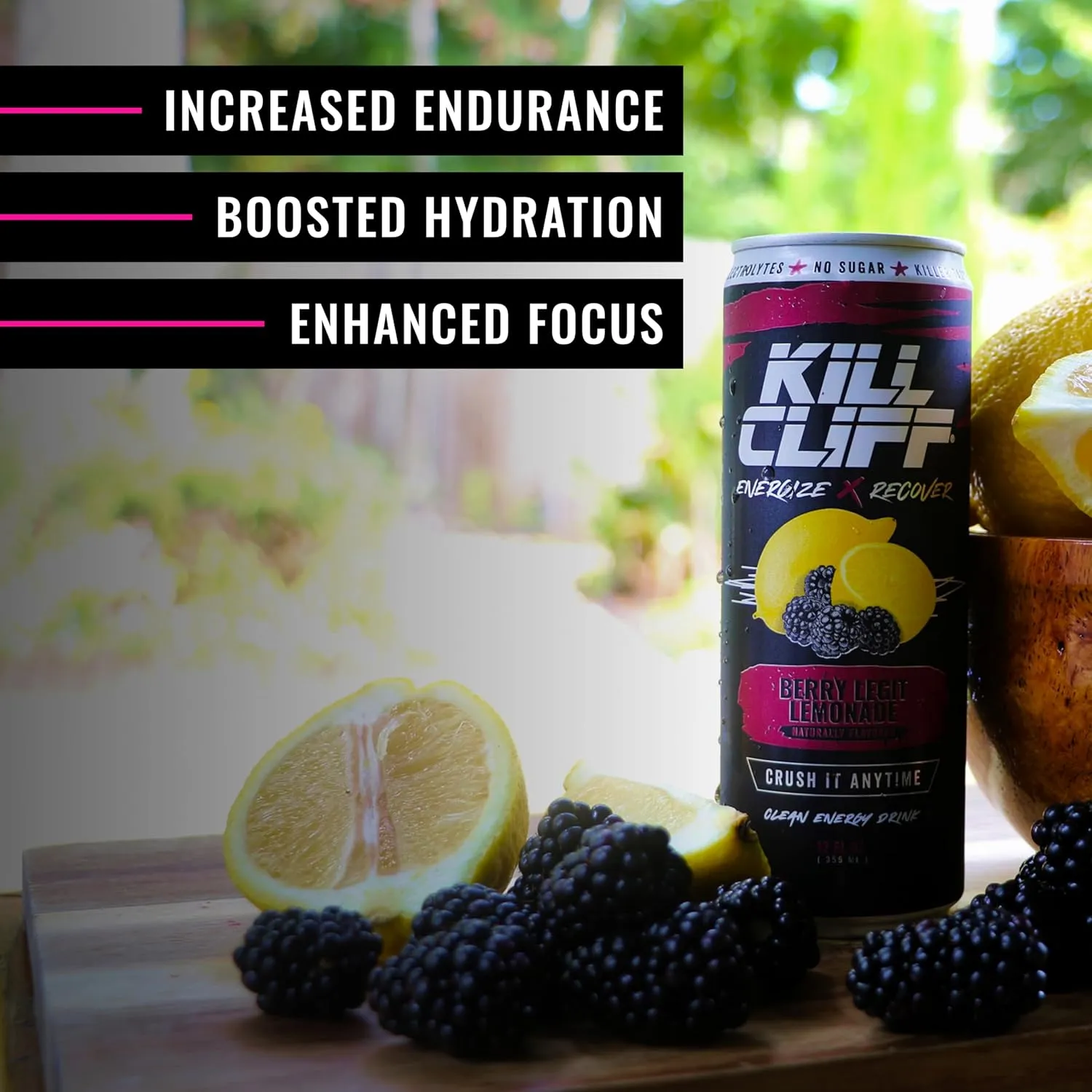 KILL CLIFF Energy & Recovery Drink | Electrolytes & B Vitamins | Natural, Clean Energy Drink | Zero Sugar | Keto | 12 Pack (Berry Legit Lemonade)