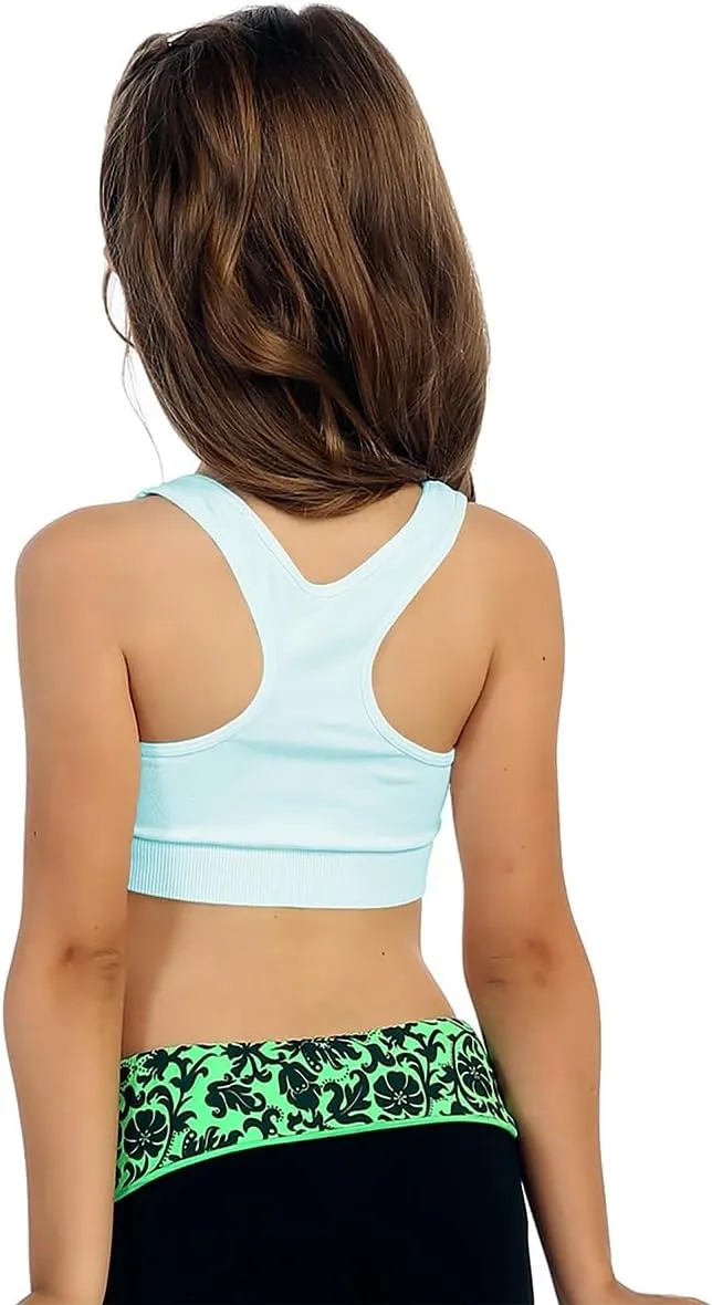 Kurve Girl’s Stretchy Crop Racerback Undershirt Training Sports Bra, UV Protective Fabric, UPF 50 , Made in USA,