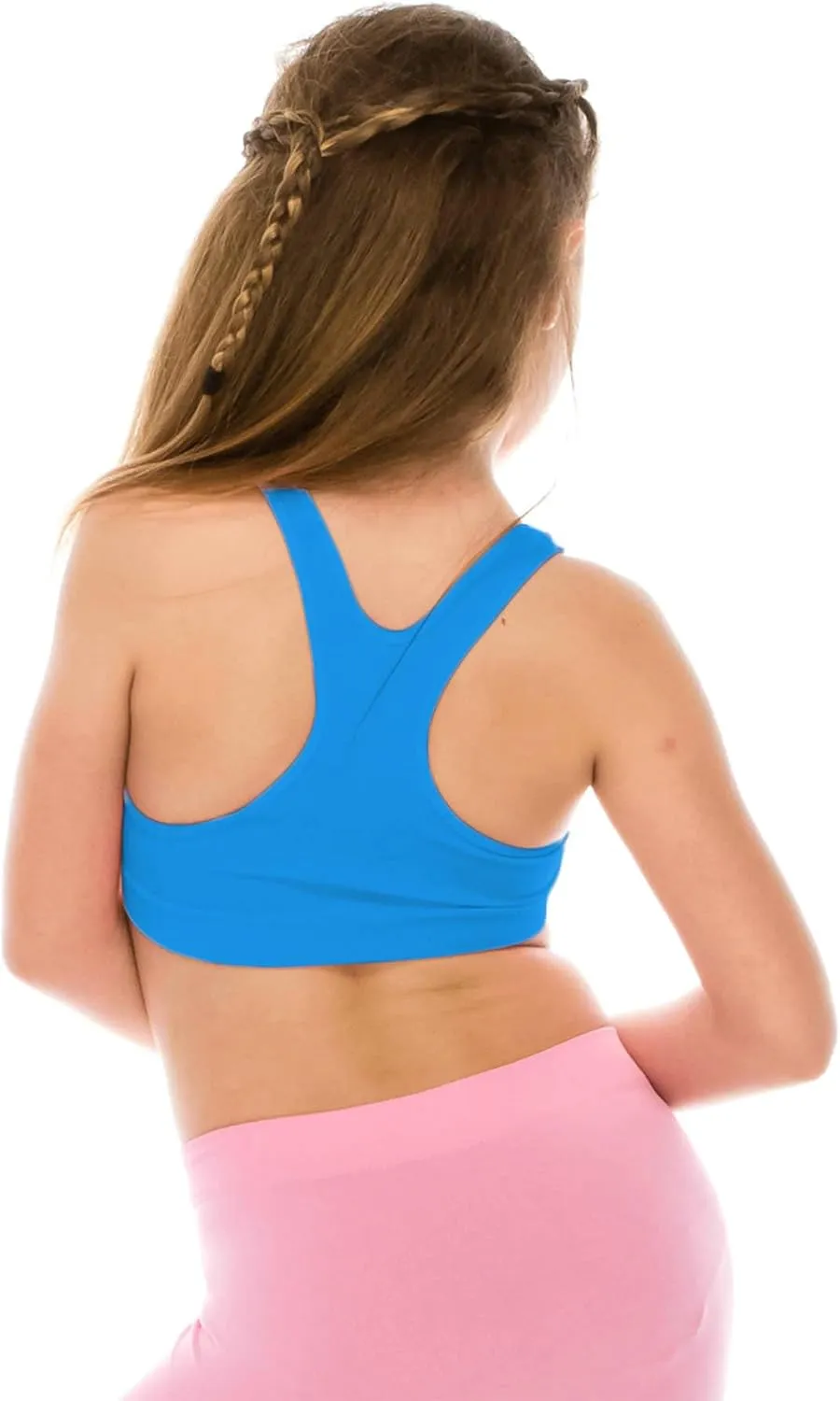 Kurve Girl’s Stretchy Crop Racerback Undershirt Training Sports Bra, UV Protective Fabric, UPF 50 , Made in USA,