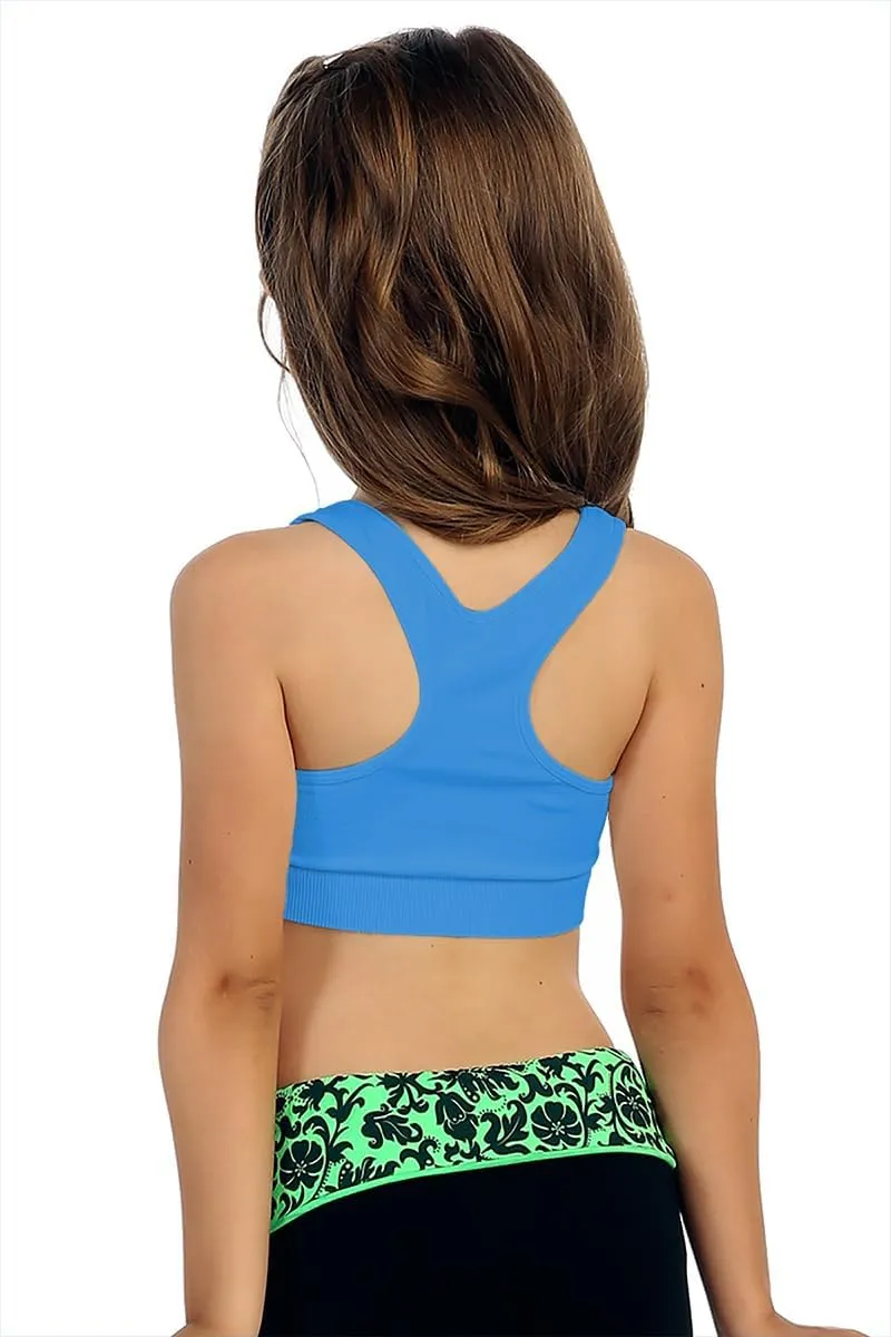 Kurve Girl’s Stretchy Crop Racerback Undershirt Training Sports Bra, UV Protective Fabric, UPF 50 , Made in USA,