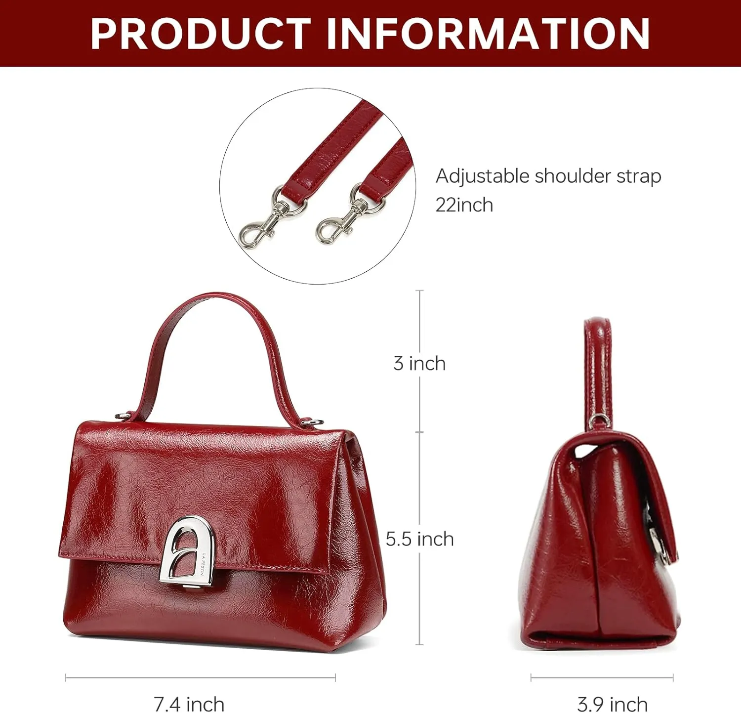 LA FESTIN Leather Small Handbag for Women, Mini Crossbody Purse & Shoulder Bag