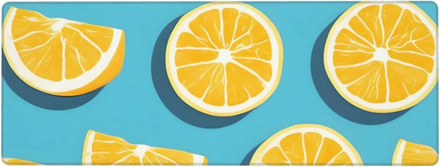 Lemon Wedges - Mouse Pad,Non-Slip Rubber Base Durable Stitched Edges Computer Mousepad for Gaming Home Office Wireless Mouse 12 x 31.5 in