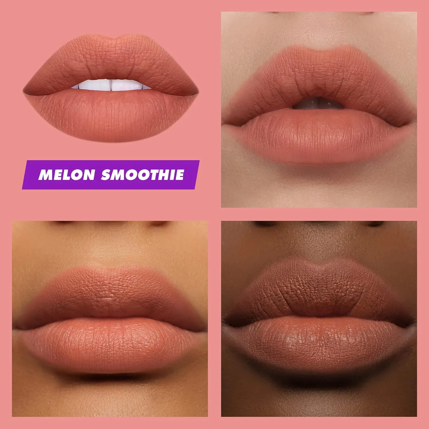 Lime Crime Plushies Soft Matte Lipstick, Melon Smoothie (Peachy Nude) - Blackberry Candy Scent - Plush, Long Lasting & High Comfort for All-Day Wear - Talc-Free & Paraben-Free