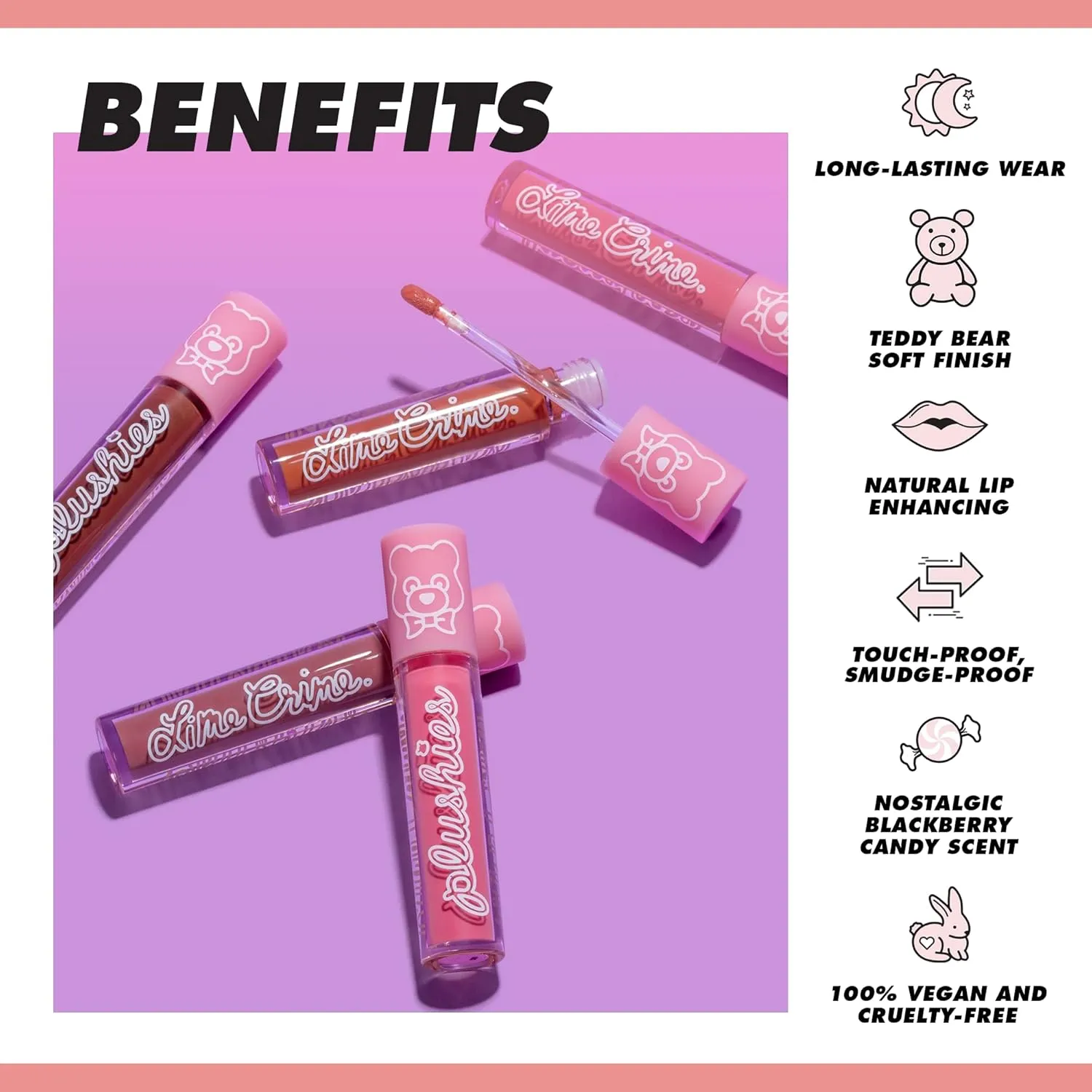 Lime Crime Plushies Soft Matte Lipstick, Melon Smoothie (Peachy Nude) - Blackberry Candy Scent - Plush, Long Lasting & High Comfort for All-Day Wear - Talc-Free & Paraben-Free