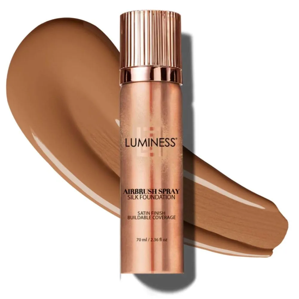 LUMINESS Silk Airbrush Spray Foundation - Full Coverage Foundation - Formula Hydrates & Moisturizes with Hyaluronic Acid, Aloe Vera & Hydrolyzed Silk (Shade - Tan)