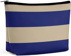 Makeup Bag for Women, Adorable Roomy Zipper Pouch Portable Organizer Cosmetic Bag Travel Storage Accessories (Navy Blue Bold Stripe)