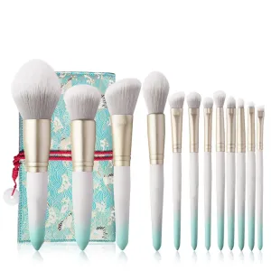Makeup Brush-Ice White 12pcs Synthetic Hair Cosmetic Brushes Set Foundation Blush Powder Face Eye-Cosmetic Tools Pens