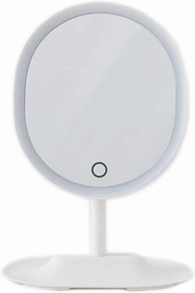 Makeup Mirror Smart LED Rechargeable Portable Makeup Mirror with Light Desktop Makeup Mirror Simple Large Beauty Makeup Mirror Lighted Makeup Mirror(White)