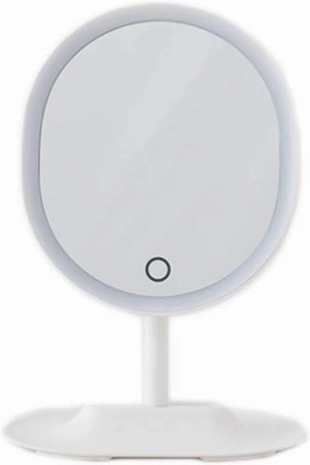 Makeup Mirror Smart LED Rechargeable Portable Makeup Mirror with Light Desktop Makeup Mirror Simple Large Beauty Makeup Mirror Lighted Makeup Mirror(White)