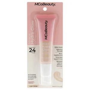 MCoBeauty Miracle Hydra Glow Oil-Free Foundation - Water-Based, Light-Medium Coverage - Features A Natural Satin Finish - Ultimate Radiant Base - With A Second-Skin Feel - Light Beige - 1 Oz