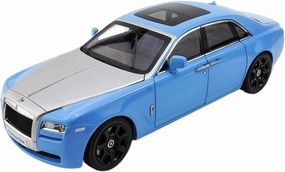 Metal Die Cast Toy Cars 1:18 for Rolls-Royce Ghost Alloy Full-Open Car Model Adult Collectible Ornament Silver Blue for Home Or Office Décor