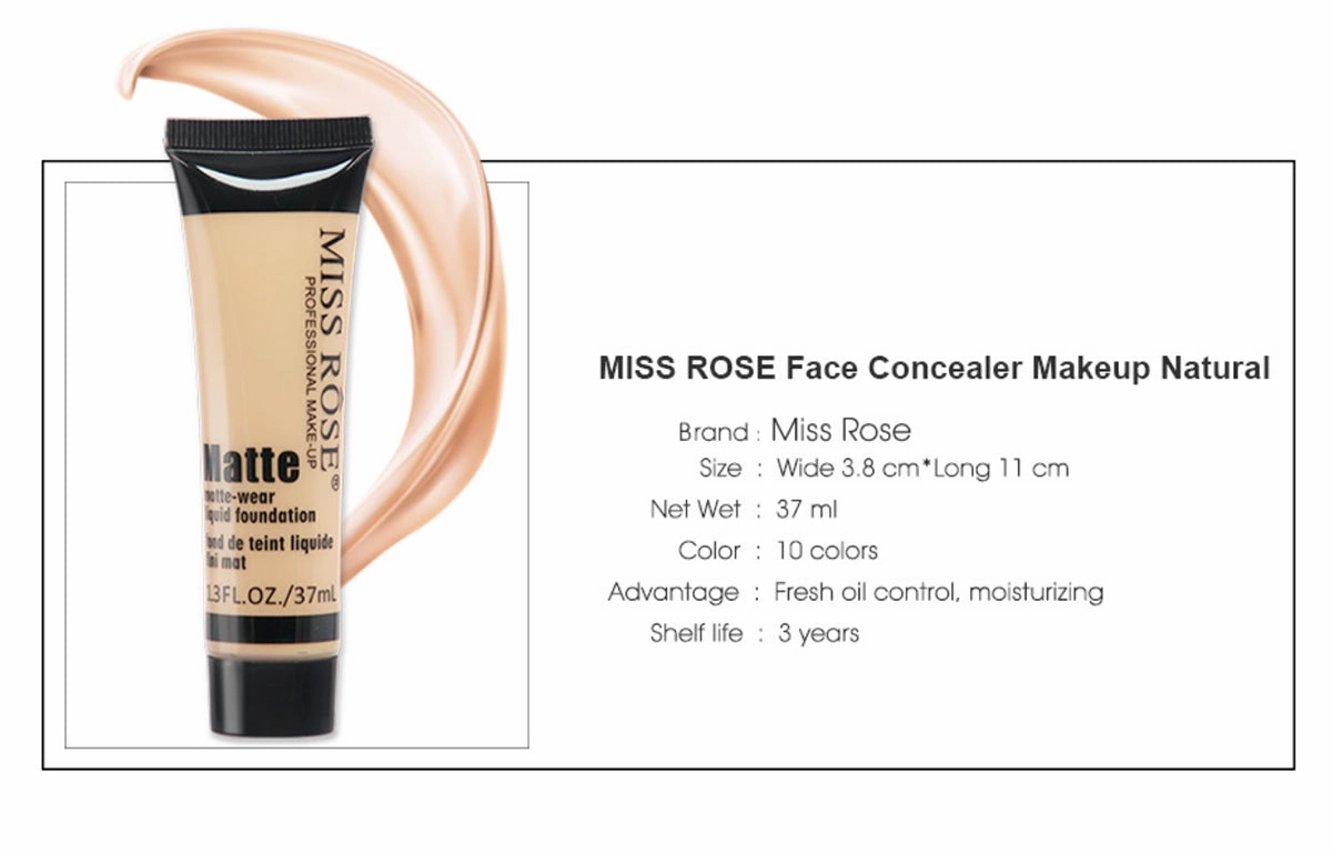 Miss Rose Long Lasting Liquid Full Skin Coverage Soft Matte Foundation 37ml