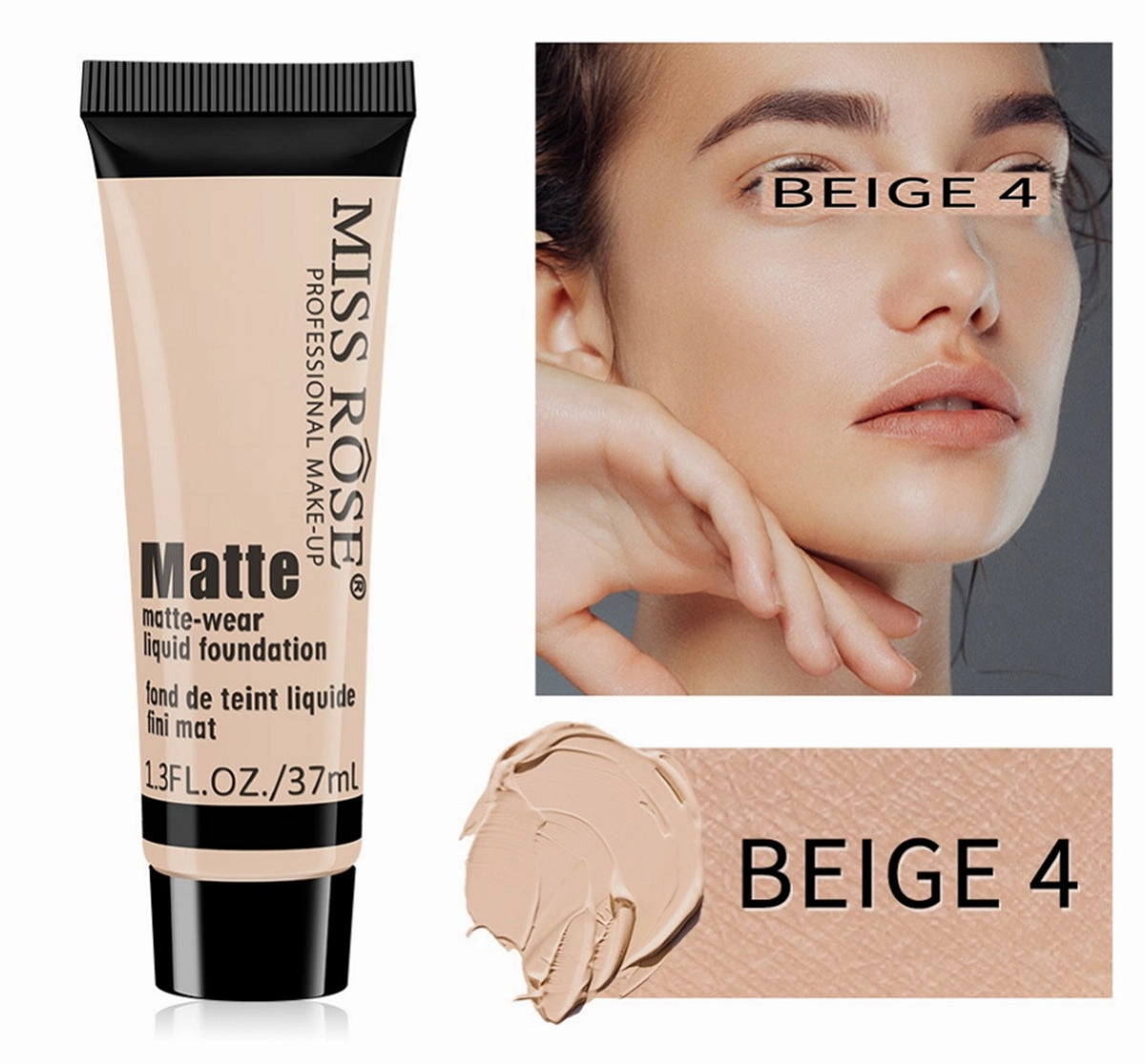 Miss Rose Long Lasting Liquid Full Skin Coverage Soft Matte Foundation 37ml