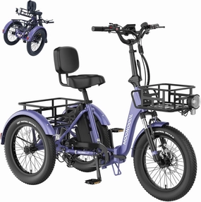 MOONCOOL Electric Trike, Electric Tricycle for Adults, 20" Folding 3 Wheels Electric Bicycle Bikes, 48V 500W/750W Motorized Electric Ebike with Aluminum Frame, Removable Battery and Basket
