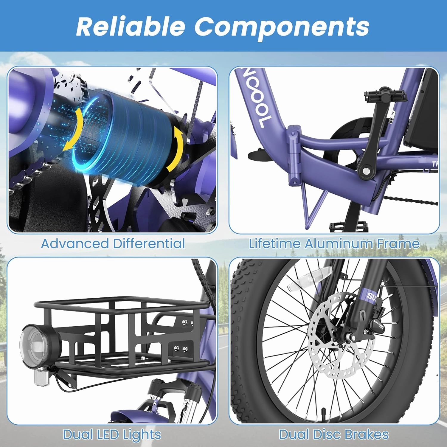 MOONCOOL Electric Trike, Electric Tricycle for Adults, 20" Folding 3 Wheels Electric Bicycle Bikes, 48V 500W/750W Motorized Electric Ebike with Aluminum Frame, Removable Battery and Basket