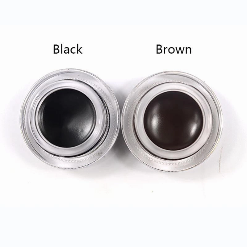 Music Flower 2 in 1 Coffee   Black Gel Eyeliner Make Up Waterproof Eye Liner Cosmetics Set Eyeliner Pens Makeup Brushes Set