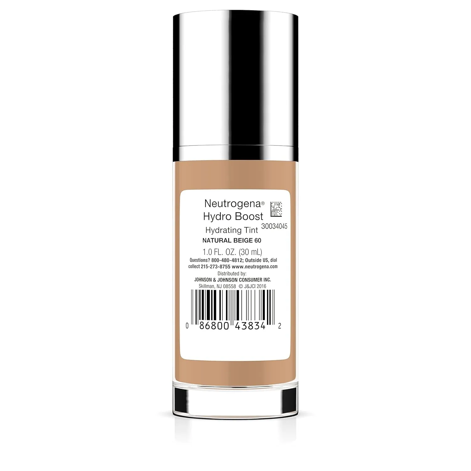 Neutrogena Hydro Boost Hydrating Tint with Hyaluronic Acid, Lightweight Water Gel Formula, Moisturizing, Oil-Free & Non-Comedogenic Liquid Foundation Makeup, 60 Natural Beige 1.0 fl. oz