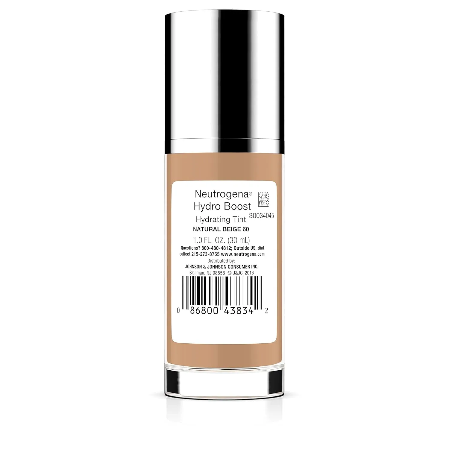 Neutrogena Hydro Boost Hydrating Tint with Hyaluronic Acid, Lightweight Water Gel Formula, Moisturizing, Oil-Free & Non-Comedogenic Liquid Foundation Makeup, 60 Natural Beige 1.0 fl. oz