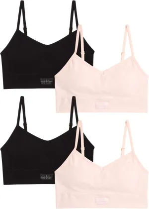 Nicole Miller Girls Training Bra - 2 Pack/4 Pack Seamless Padded Bralette Underwear for Girls with Removable Pads (S-XL)