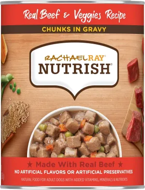 Nutrish Rachael Ray Chunks in Gravy Wet Dog Food, Real Beef & Veggies Recipe, 13 Ounce (Pack of 12)