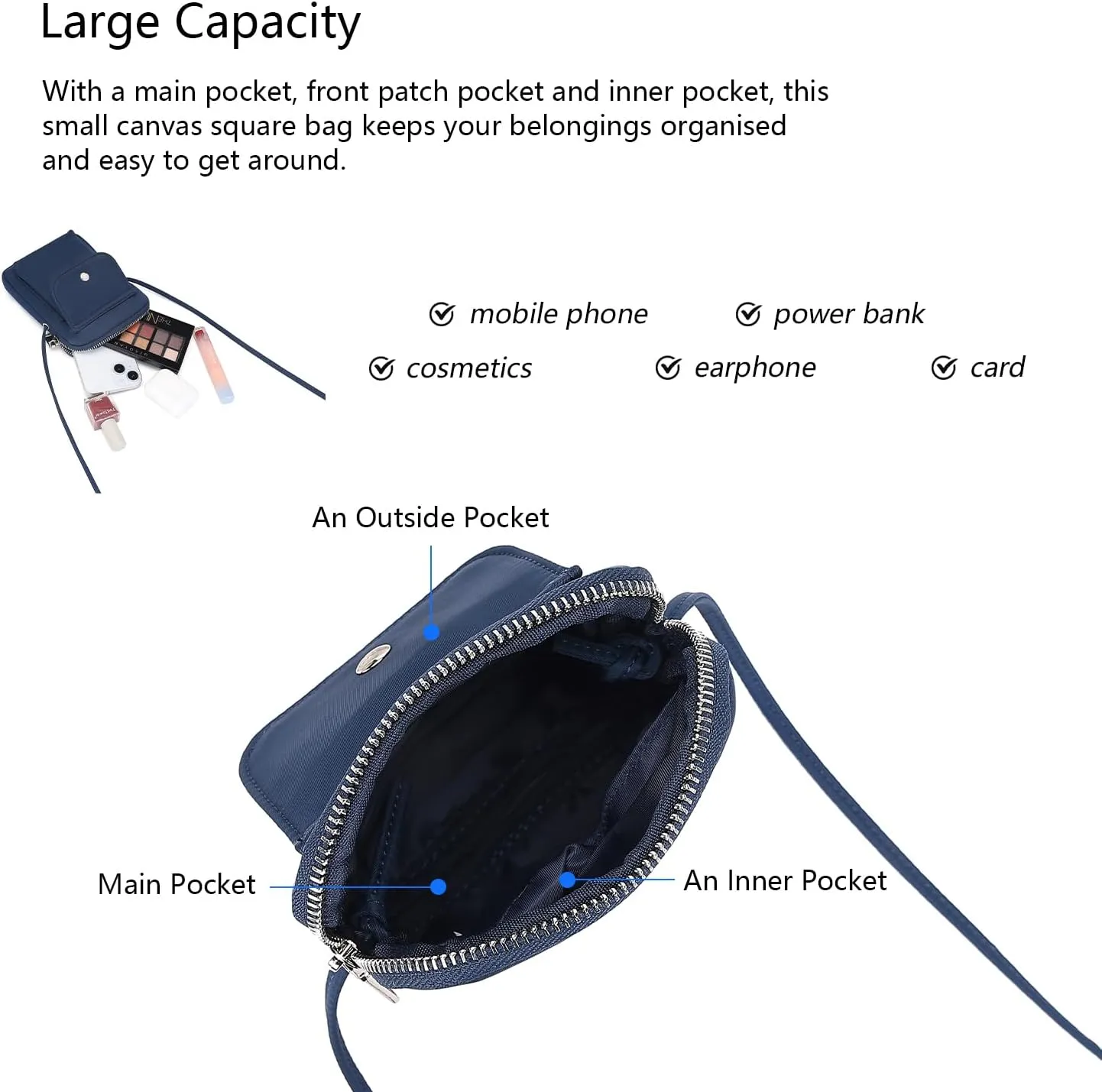 nylon Crossbody Lanyard Mobile Phone Bag Stylish Accessory With Adjustable Strap