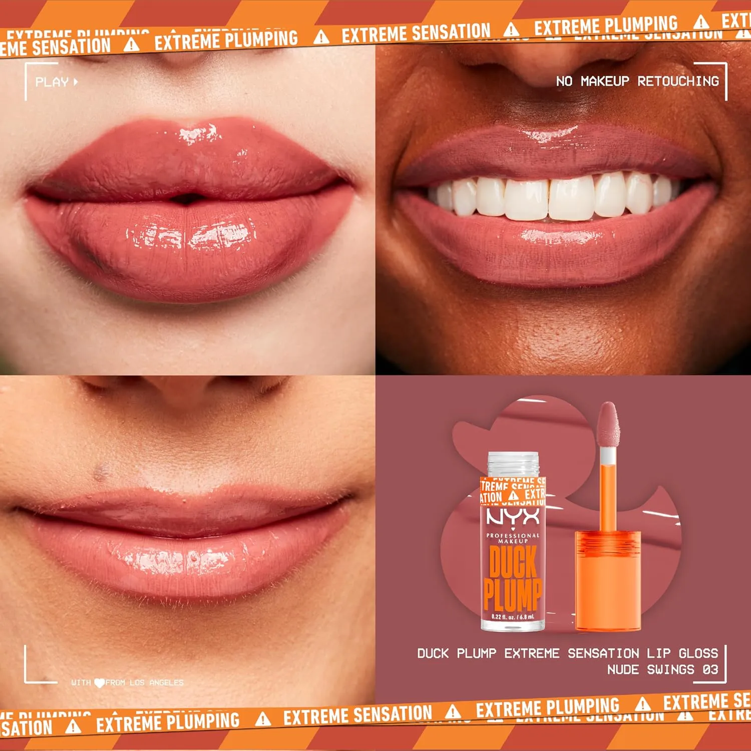 NYX PROFESSIONAL MAKEUP Duck Plump High Pigment Lip Gloss, Lip Plumper Gloss with Spicy Ginger - Nude Swings