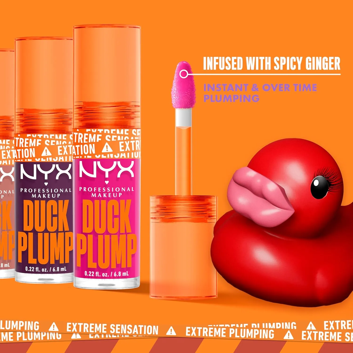 NYX PROFESSIONAL MAKEUP Duck Plump High Pigment Lip Gloss, Lip Plumper Gloss with Spicy Ginger - Nude Swings