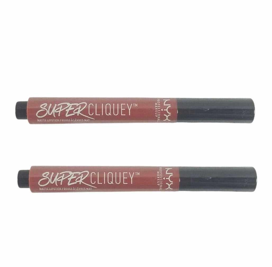 Pack of 2 NYX Super Cliquey Matte Lipstick, On The DL / Secret SCLS01