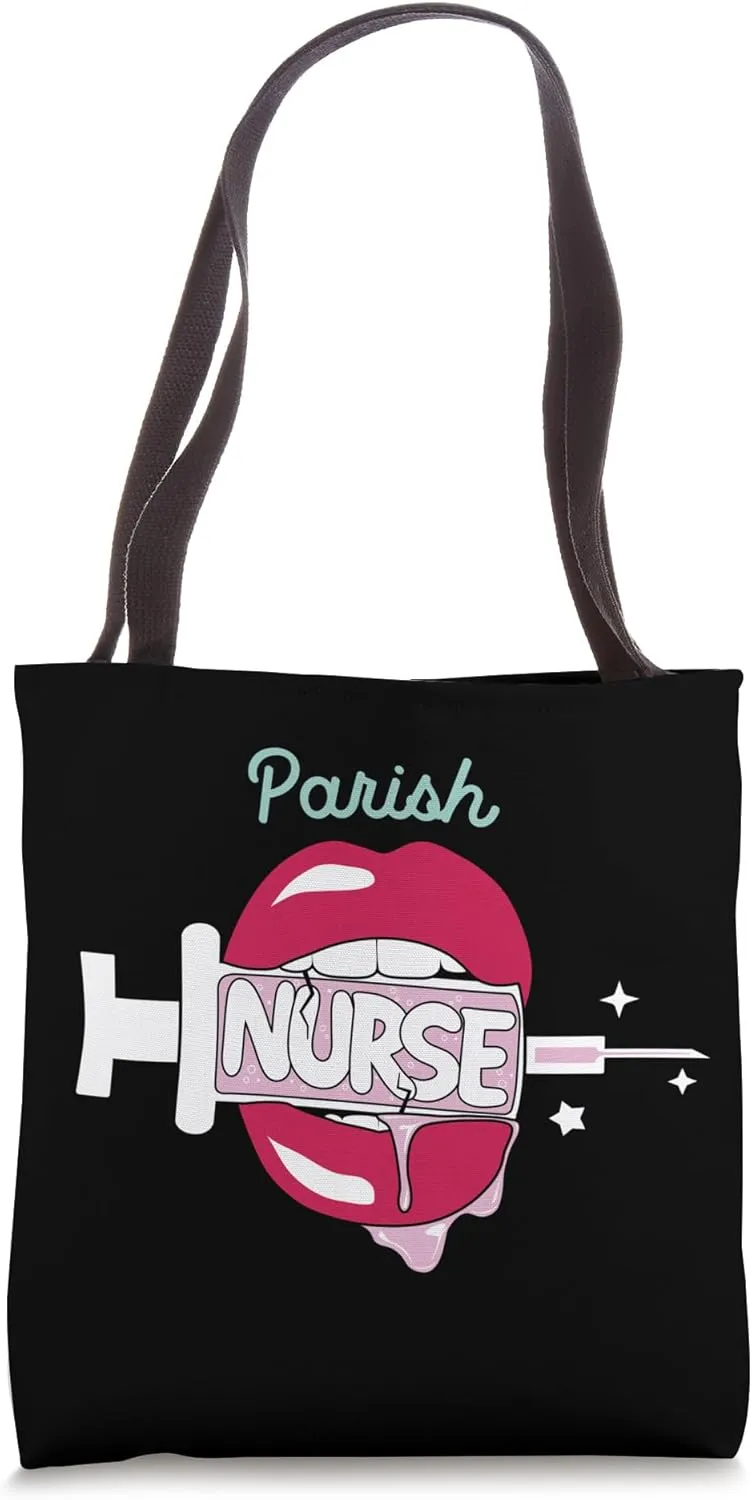 Parish Nurse Cute RN Faith Community Nursing Hot Lips Nurse Tote Bag