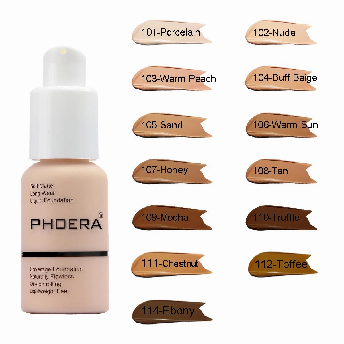 Phoera Matte Foundation Waterproof Foundation for Dark Skin Full Coverage Foundation Makeup