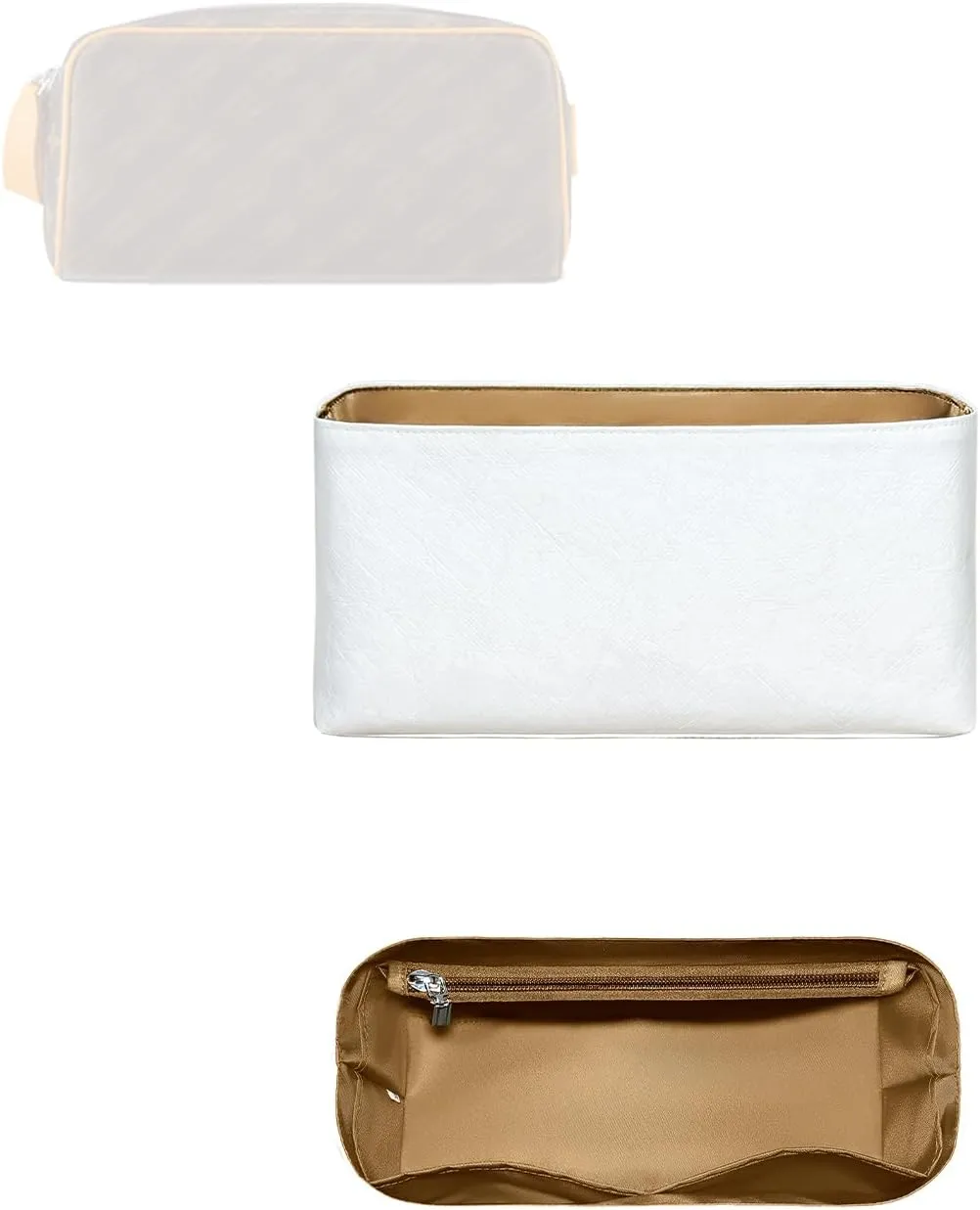 Purse Organizer Insert, Slim Inner Liner Bag Organizer Insert Fit for LV Dopp Kit Dupont Paper Inside Storage Bag In Bag Organizer Insert (Style-02)