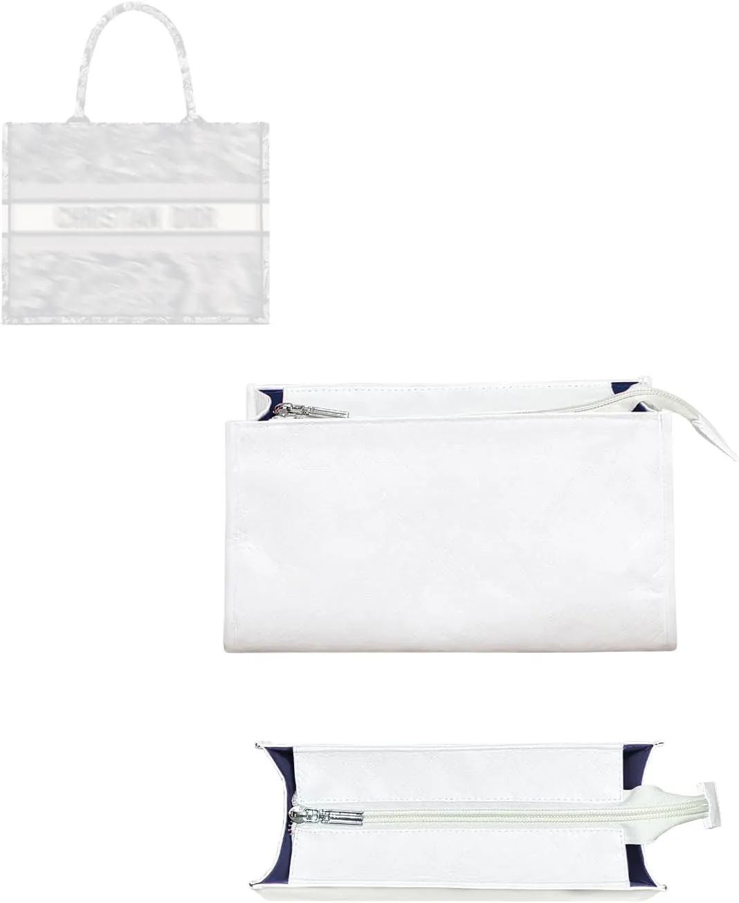 Purse Organizer Insert, Slim Inside Storage Bag Organizer Insert Fit for Dior Book Tote Lightweight Inside Storage Pouch (Style-03, Small)