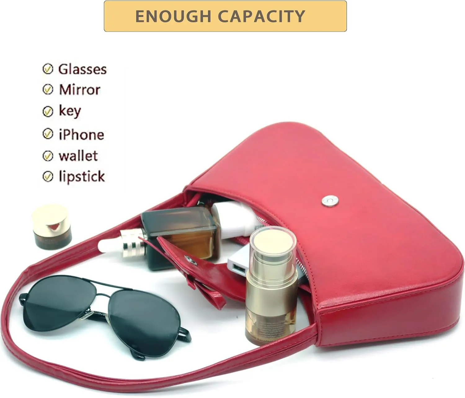 Red Shoulder Bag for Women Burgundy Purse Trendy Y2K Purses Hobo Handbags PU Leather Clutch Bag