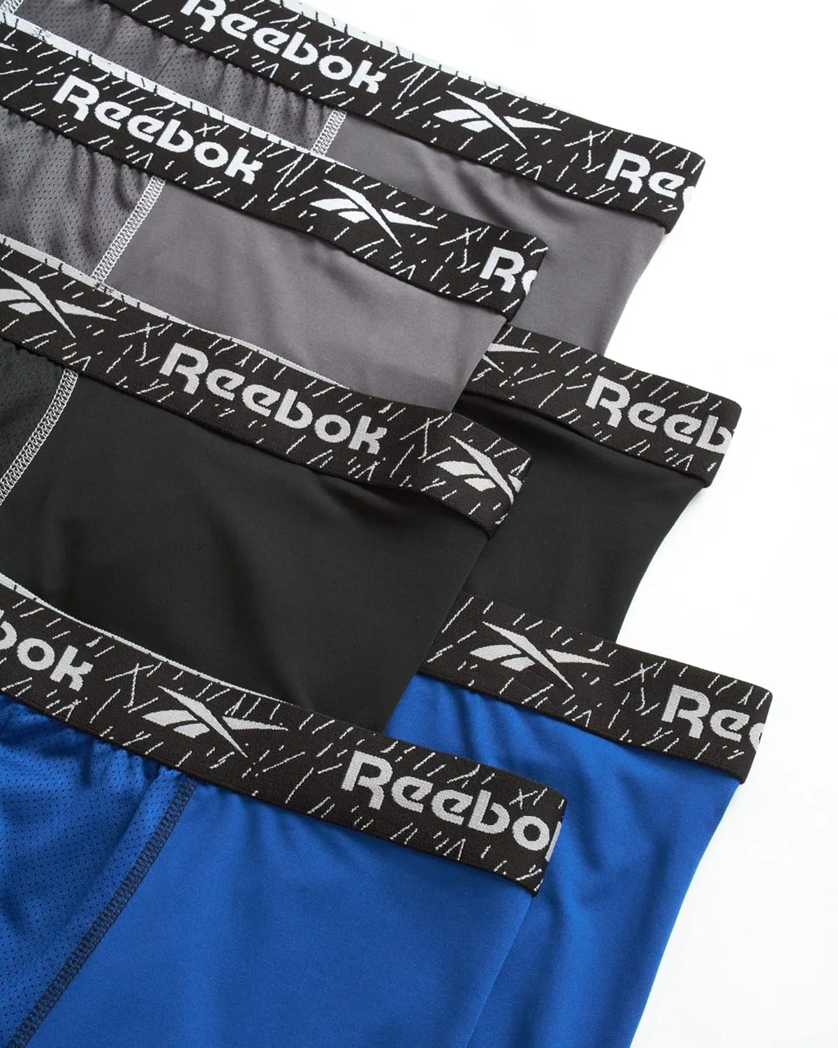 Reebok Men's Boxer Briefs - 6 Pack Long Leg Breathable Performance Big and Tall Underwear Pack Boxers for Men (Sizes: 2X-4XL)