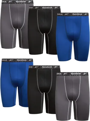 Reebok Men's Boxer Briefs - 6 Pack Long Leg Breathable Performance Big and Tall Underwear Pack Boxers for Men (Sizes: 2X-4XL)