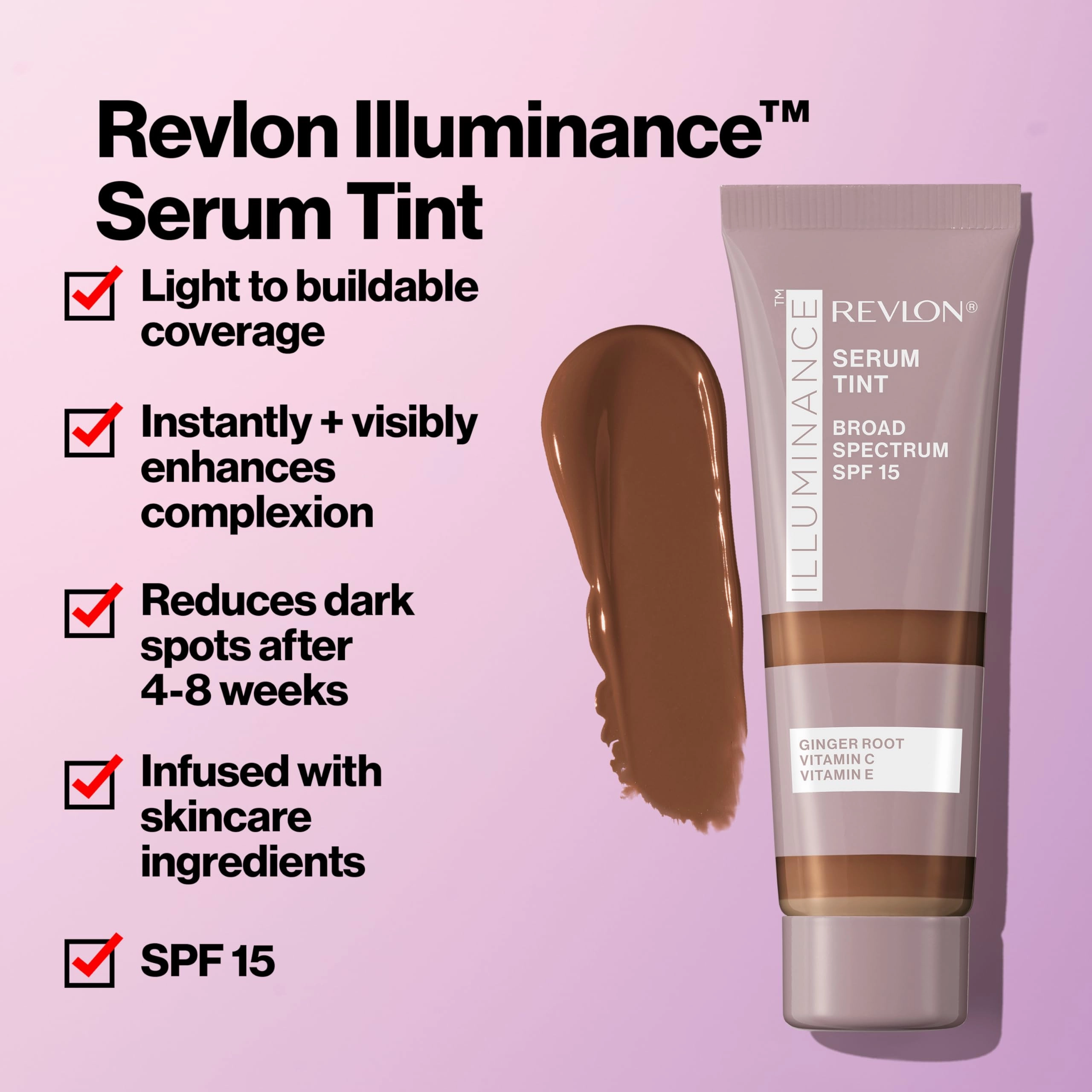 Revlon Illuminance Tinted Serum, Triple Hyaluronic Acid, Evens Out Skin Tone Over Time and Hydrates All Day, SPF 15, 301 Cool Beige, 0.94 fl oz.