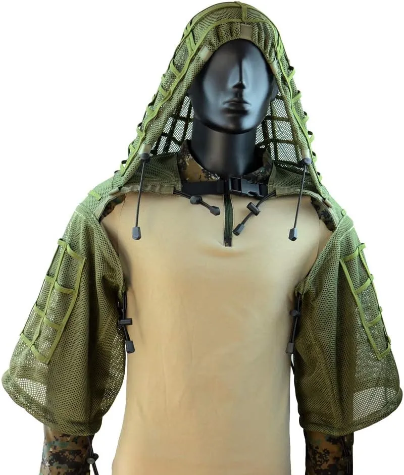 ROCOTACTICAL Sniper Ghillie Suit Foundation, Ripstop, Ghillie Viper Hood, Camouflage Sniper Coat