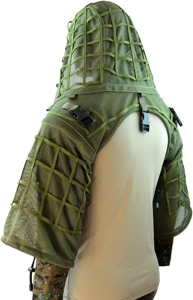 ROCOTACTICAL Sniper Ghillie Suit Foundation, Ripstop, Ghillie Viper Hood, Camouflage Sniper Coat
