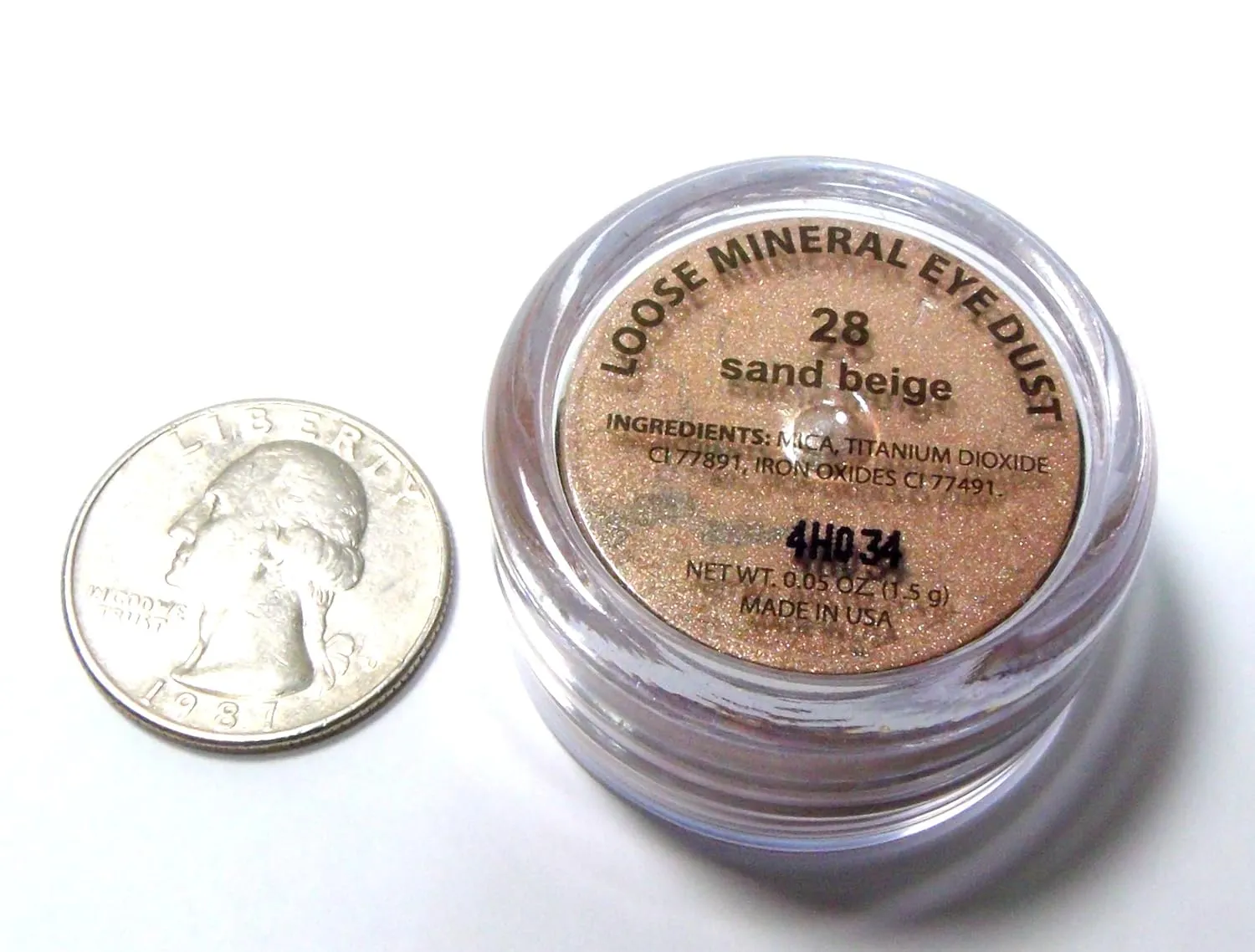 Sand Beige Nude Naked Gold Goddess Glam Shimmer Loose Eyeshadow Powder Pigment, Single Glitter Mineral Dust Jar Pot; Talc, Paraben & Cruelty Free, No Animal Testing