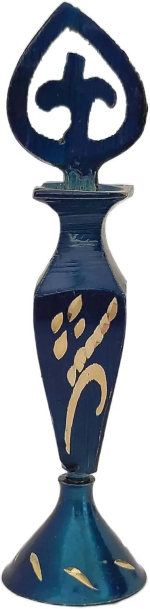 Sharvgun Beautiful Design Traditional Kohl Pot Surma Dani Brass Vintage Kohl Holder Eyeliner Kajal Holder Pots Antique Wome Make Up Accessories Without Surma-4" Tall Navy Blue