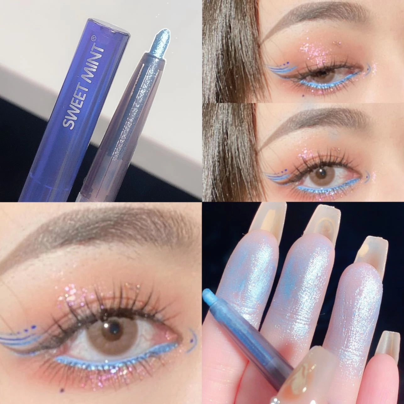 Shiny Diamond Eyeliner Pencil Green Gold Purple Glitter Eye Shadow Lying Silkworm Pen Waterproof Beauty Cosmetics Women Makeup