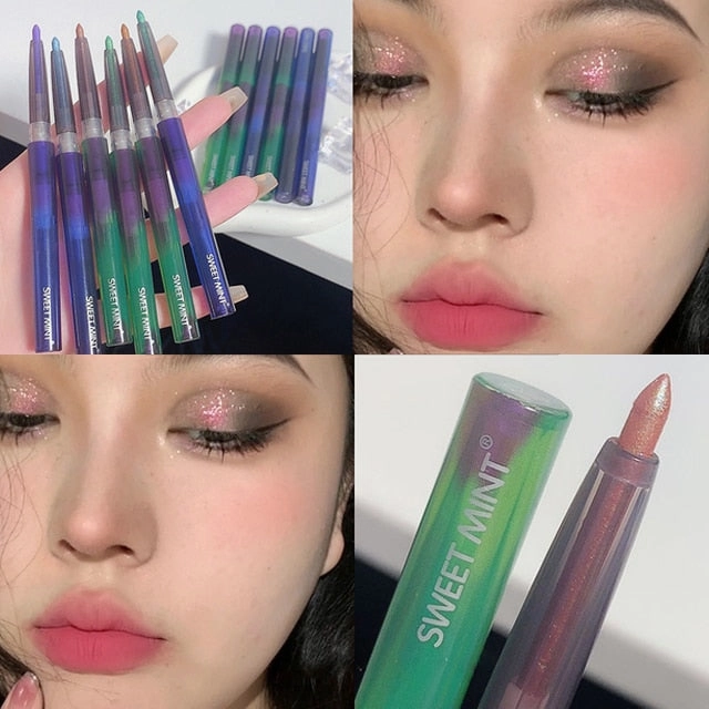 Shiny Diamond Eyeliner Pencil Green Gold Purple Glitter Eye Shadow Lying Silkworm Pen Waterproof Beauty Cosmetics Women Makeup