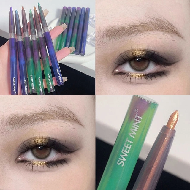 Shiny Diamond Eyeliner Pencil Green Gold Purple Glitter Eye Shadow Lying Silkworm Pen Waterproof Beauty Cosmetics Women Makeup