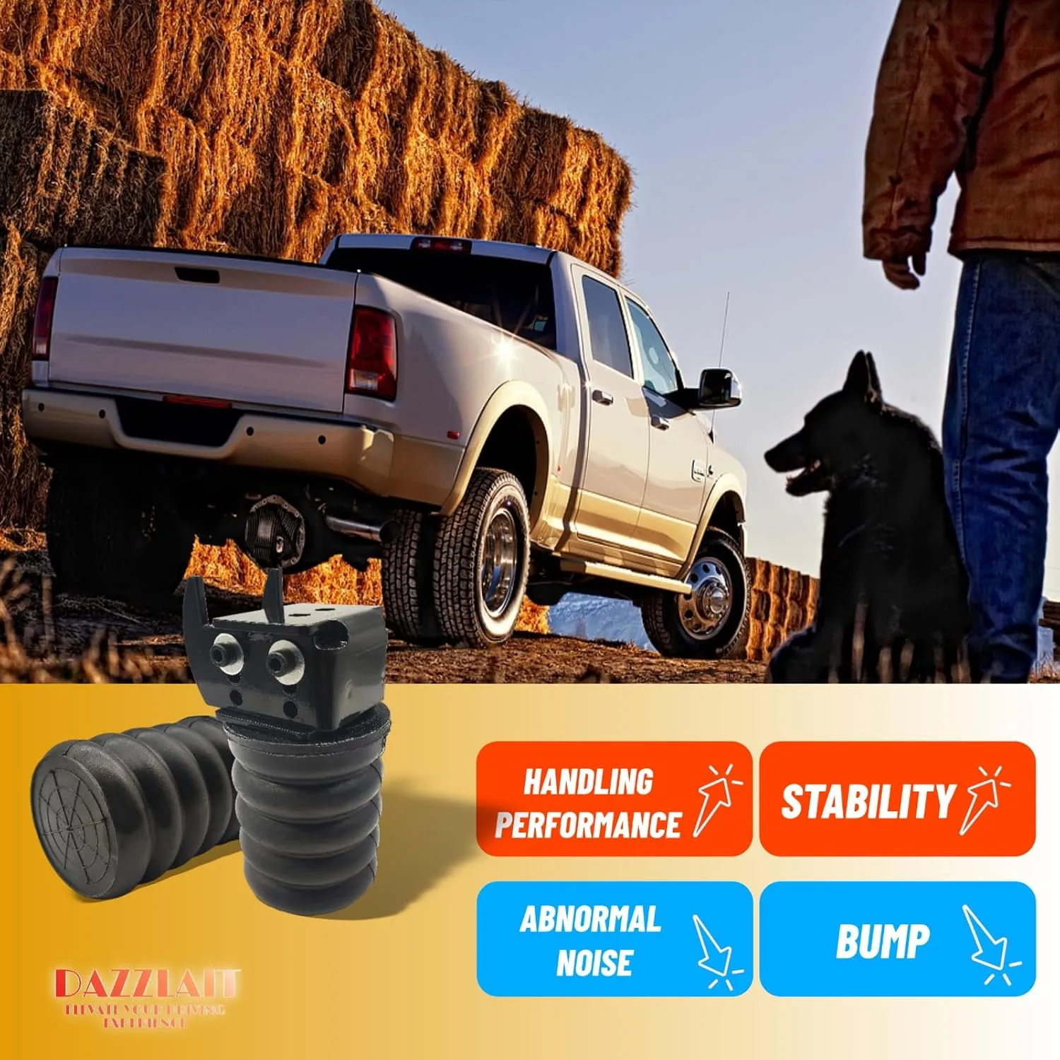 SSR-146-47 Rear Suspension Enhancement System Black | Bump Stop Fit for Ford F-150 2/4WD (2019-2023) | Rear Suspension Helper Springs | Rear Leaf Spring Suspension Kit