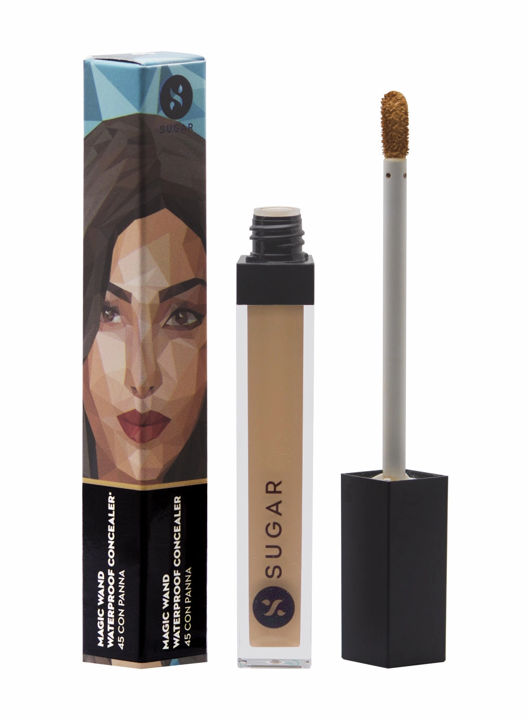 SUGAR Magic Wand Waterproof Concealer - 45 Con Panna (Medium Beige, Golden Undertone)