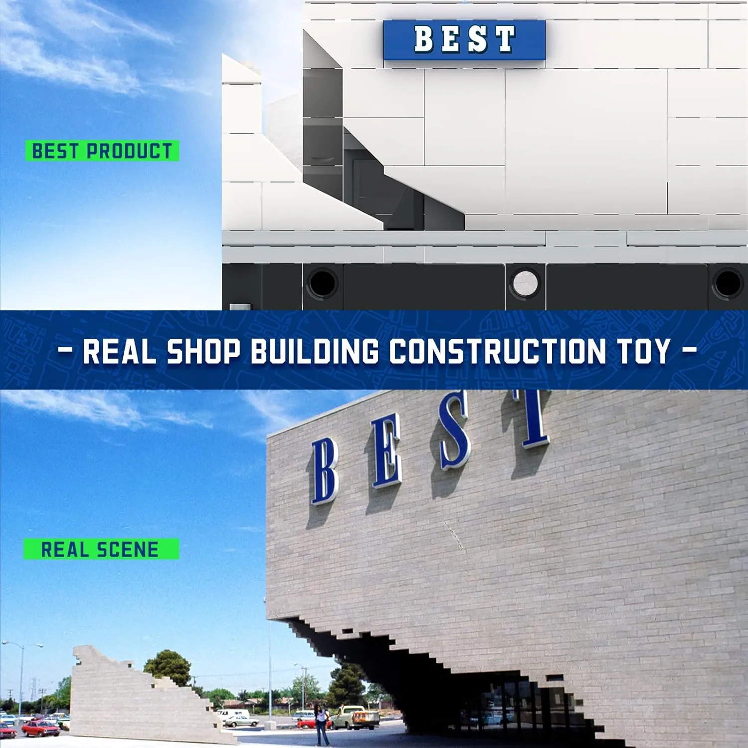 Supermarket Architecture Building Blocks Set with Quick-Detached Structure, Mini City Landmark Display Model for Home Decor, Main Street Building Construction Toy for Adults and Kids - 169 PCS